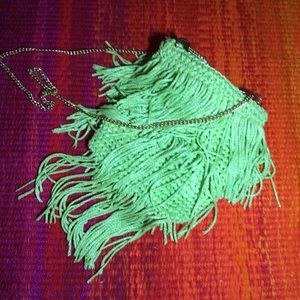 Authentic Vintage 60s Lime Green Fringe Purse